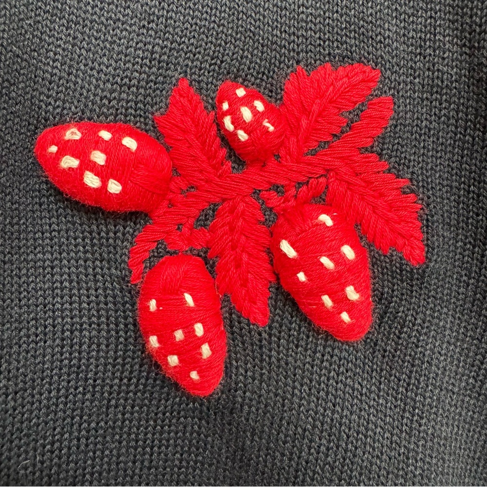 Talbots Embroidered 3d Strawberry Button Front Ch… - image 5